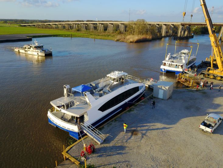 NYC Ferries H 101 and H 102 together in-water for the first time. February, 2017.