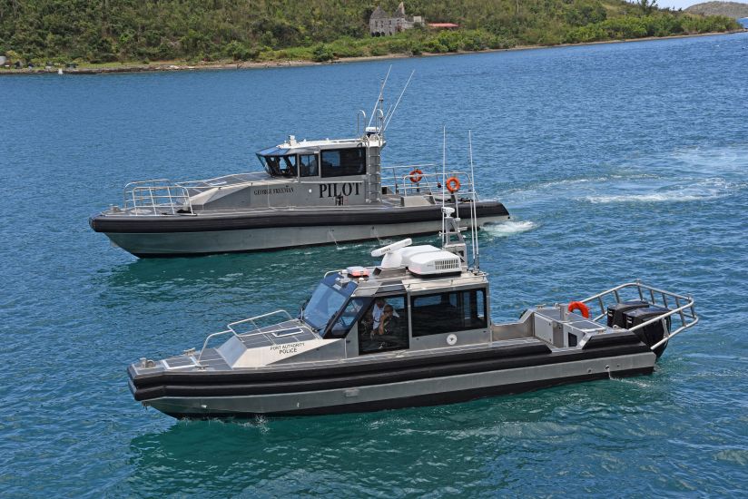The Virgin Islands Port Authority's New Metal Shark 45 Defiant Pilot Boat and 32 Defiant CBRNE Port Security Vessel in Charlotte Amalie Harbor, St. Thomas, USVI